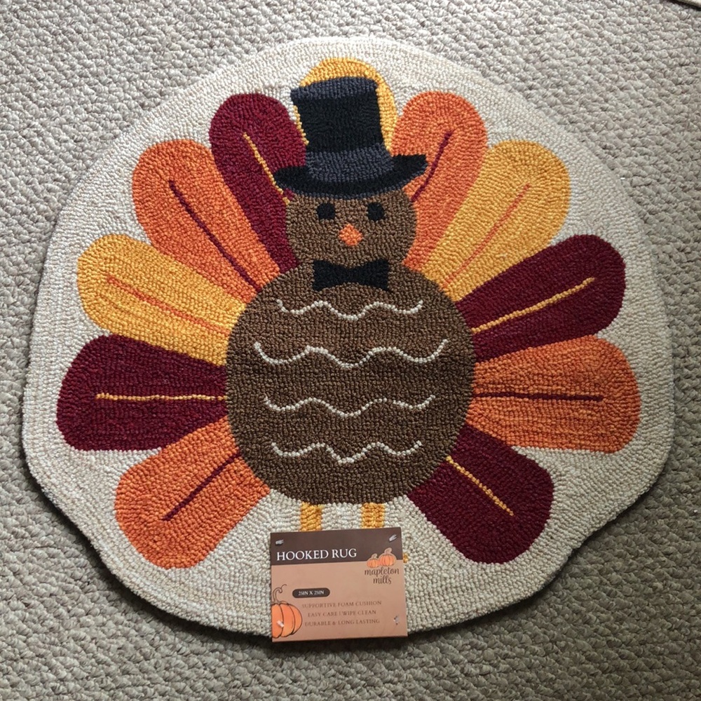 Autumn Turkey Hooked Rug